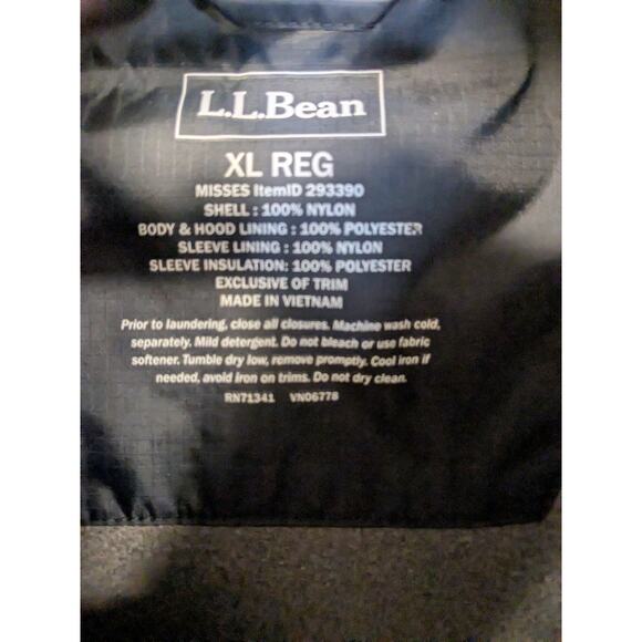 LL Bean PrimaLoft Packaway Hooded Black Water Proof Jacket Women Size XL 293390 - Picture 4 of 8
